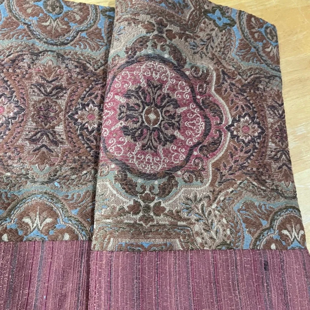 Chris Madden JCPenney Home Paisley Jacquard Valance Burgundy Bronze 78x18 Vtg